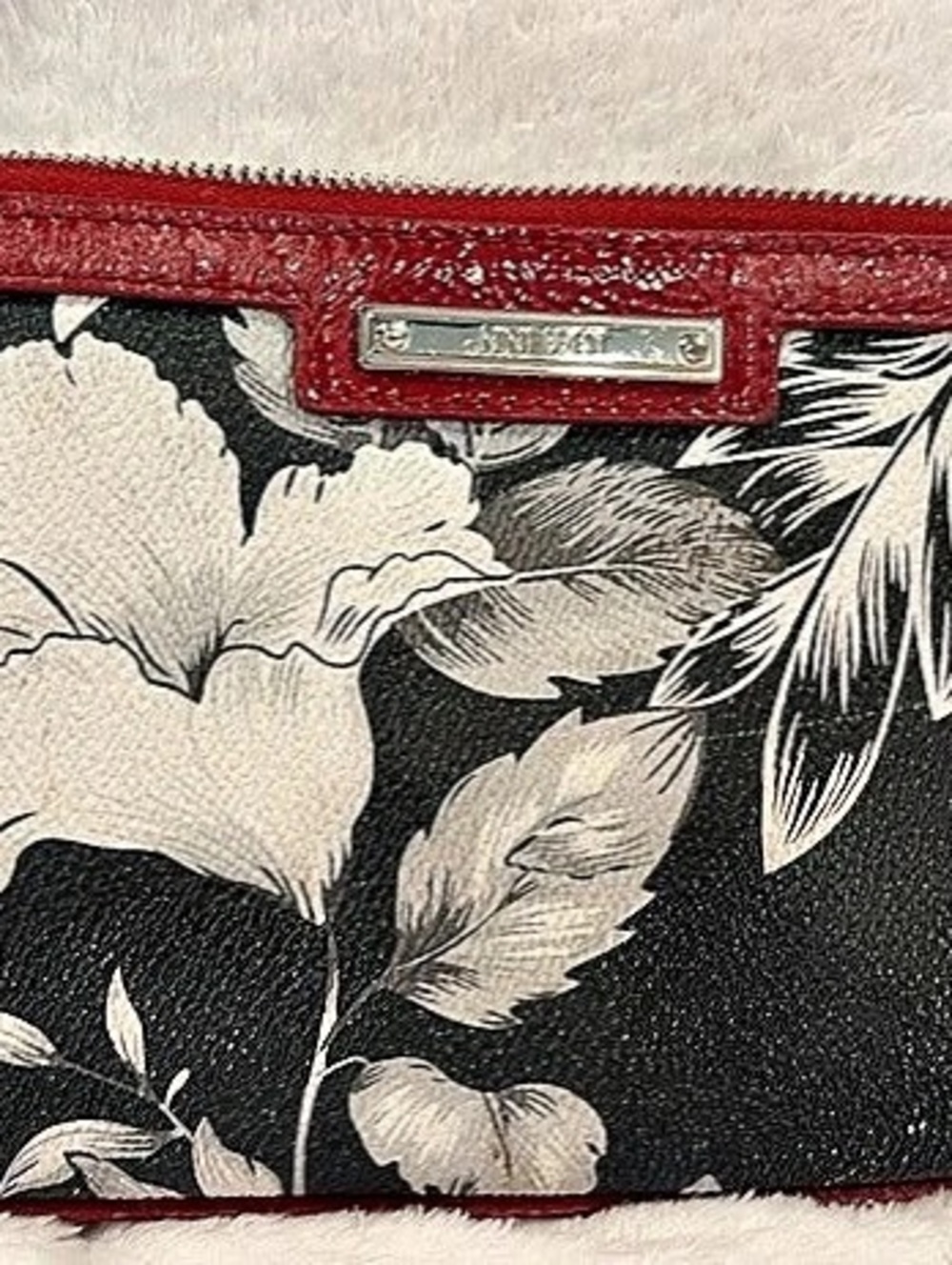 Nine West Floral Wristlet in Black & Red